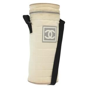 Chanel Sports Bottle Holder Bag Nylon White Silver CC Shoulder Bag